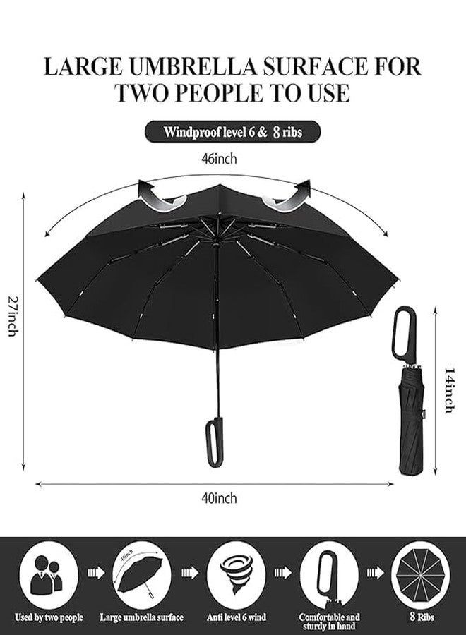 Nexora Portable Auto Travel Umbrella - Windproof for Rain, Strong for Wind, Auto Open/Close Button, Perfect Car Umbrella for Men & Women (Black) - Image 4